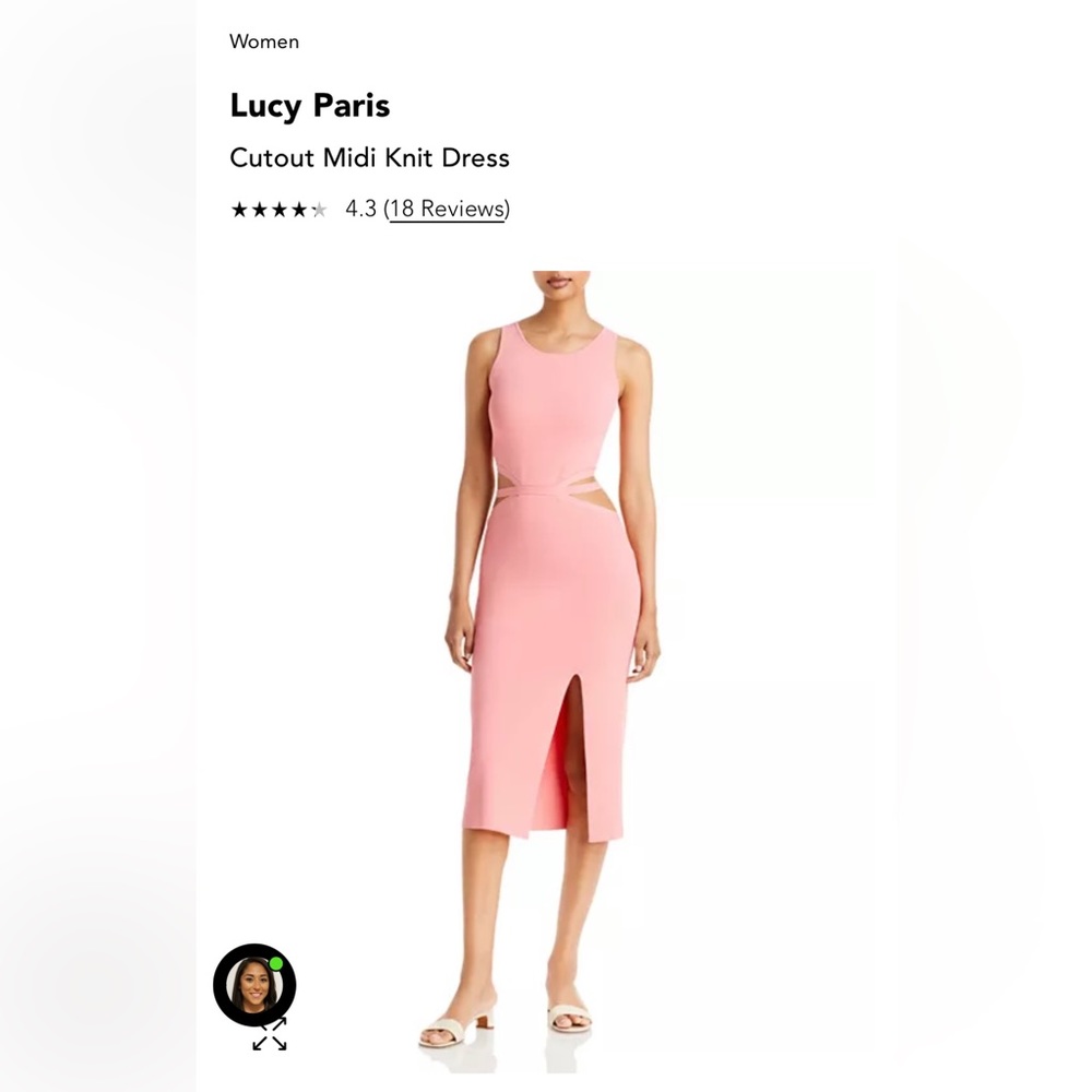 NWT Lucy Paris cutout midi knit dress pink